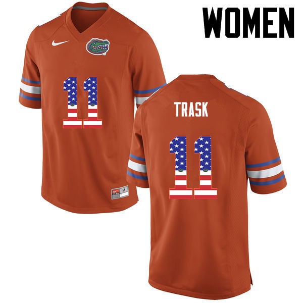 Florida Gators Women #11 Kyle Trask College Football Jersey USA Flag Fashion Orange
